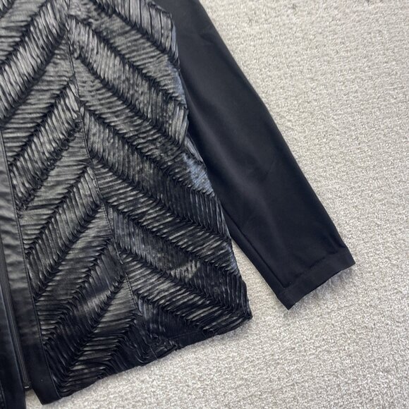 Picadilly Full Zip Jacket Black Moto Textured Mix-Media Women Sz XL Canada Made - Picture 4 of 13